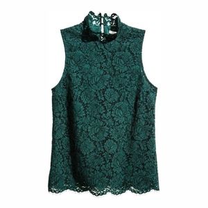 High Neck Sleeveless Lace Top